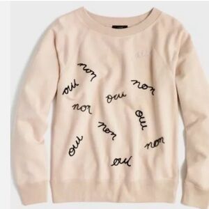 J. Crew Light Pink 'oui/non' Embroidered Sweatshirt